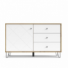 Credenza Bollo 5 rovere e bianco con anta e 3 cassetti moderna
