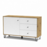Credenza Bollo 5 rovere e bianco con anta e 3 cassetti moderna