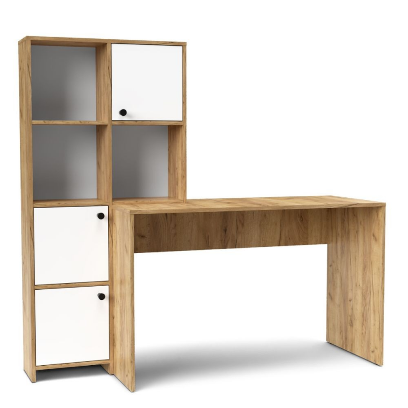 Scrivania con Libreria Halk rovere e bianco - Arredo Casa