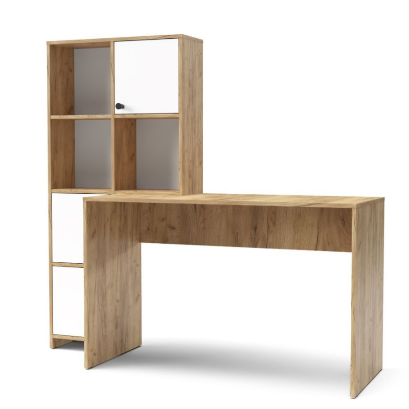 Scrivania con Libreria Halk rovere e bianco - Arredo Casa