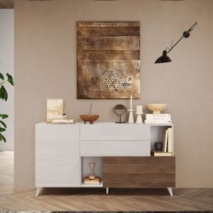 Madia Marion 180 cm bianco lucido e Mercure moderna e capiente