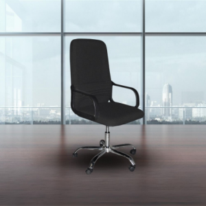 Poltrona da ufficio CR106H tessuto nero e base cromata ergonomica