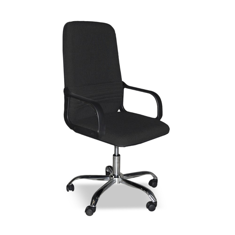 Poltrona da ufficio CR106H tessuto nero e base cromata ergonomica