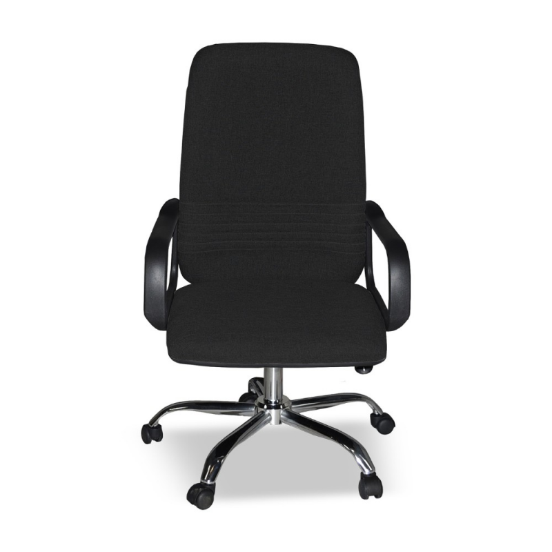 Poltrona da ufficio CR106H tessuto nero e base cromata ergonomica