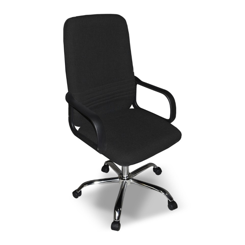 Poltrona da ufficio CR106H tessuto nero e base cromata ergonomica