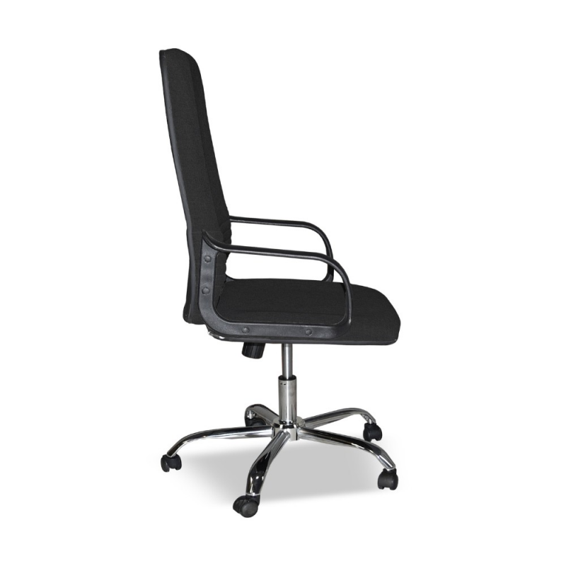 Poltrona da ufficio CR106H tessuto nero e base cromata ergonomica