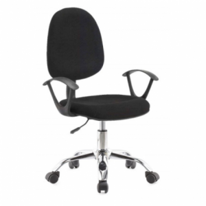 Poltrona da ufficio CR131 tessuto nero e base cromata ergonomica