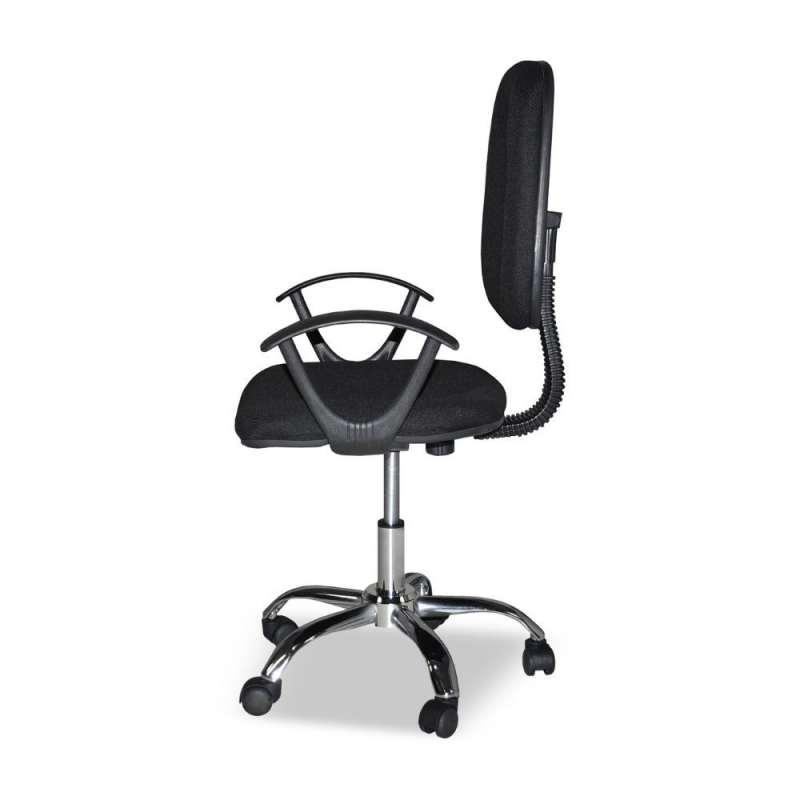 Poltrona da ufficio CR131 tessuto nero e base cromata ergonomica