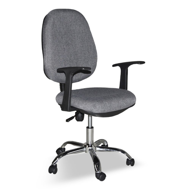 Poltrona da ufficio CR415 tessuto grigio e base cromata ergonomica