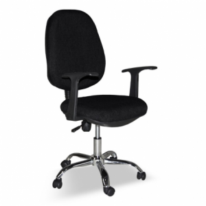 Poltrona da ufficio CR415 tessuto nero e base cromata ergonomica