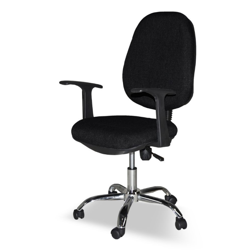 Poltrona da ufficio CR415 tessuto nero e base cromata ergonomica