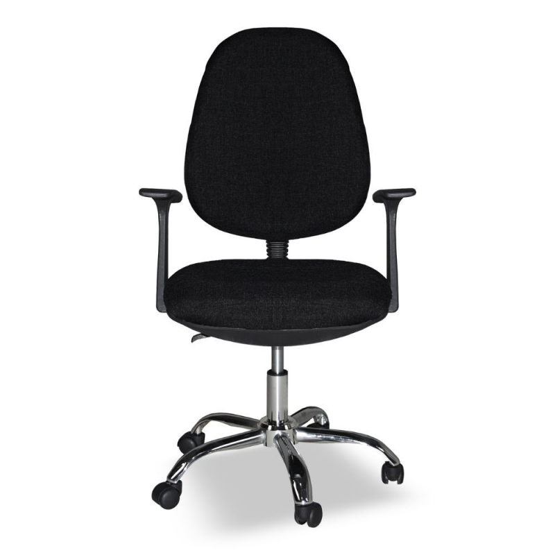 Poltrona da ufficio CR415 tessuto nero e base cromata ergonomica
