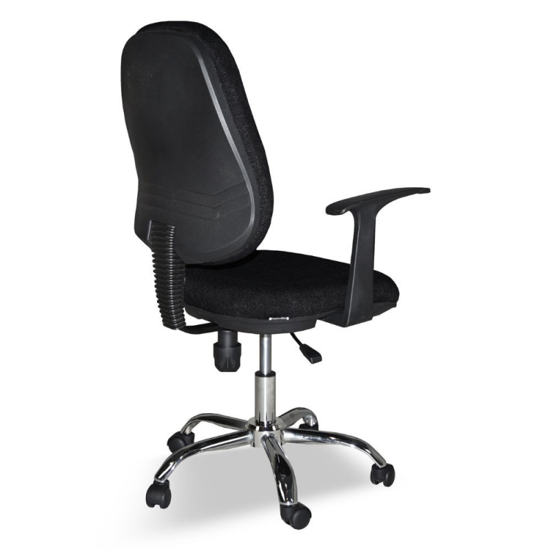 Poltrona da ufficio CR415 tessuto nero e base cromata ergonomica