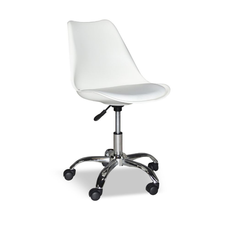 Poltrona da ufficio LC719 plastica bianca e base cromata moderna
