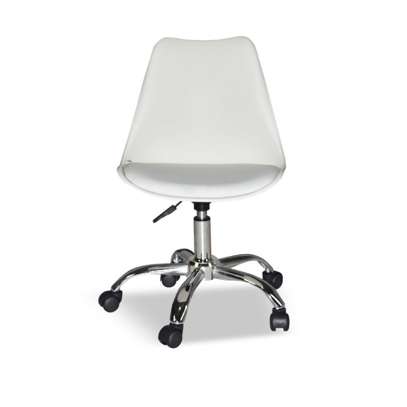 Poltrona da ufficio LC719 plastica bianca e base cromata moderna