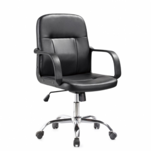 Poltrona da ufficio PC116P ecopelle nera e base cromata ergonomica