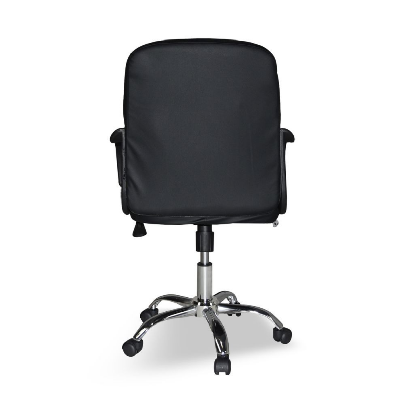Poltrona da ufficio PC116P ecopelle nera e base cromata ergonomica