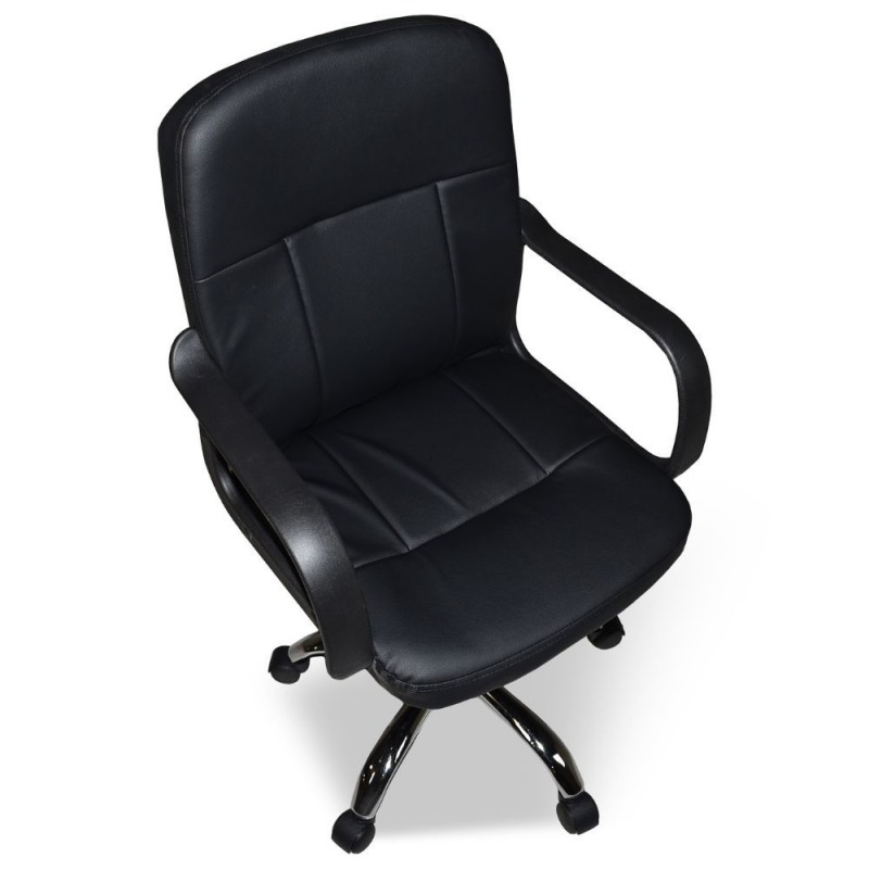 Poltrona da ufficio PC116P ecopelle nera e base cromata ergonomica
