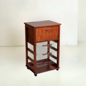 Carrello Vesuvio portapane ciliegio con piano legno pratico