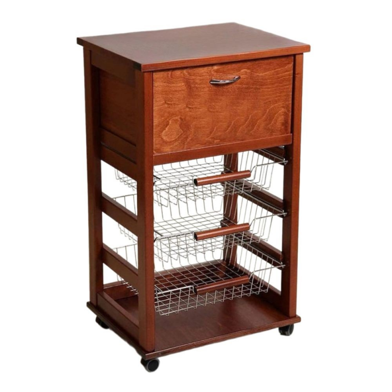 Carrello Vesuvio portapane ciliegio con piano legno pratico