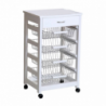 Carrello Vesuvio con Cassetto Piano in Legno Bianco