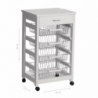 Carrello Vesuvio con Cassetto Piano in Legno Bianco