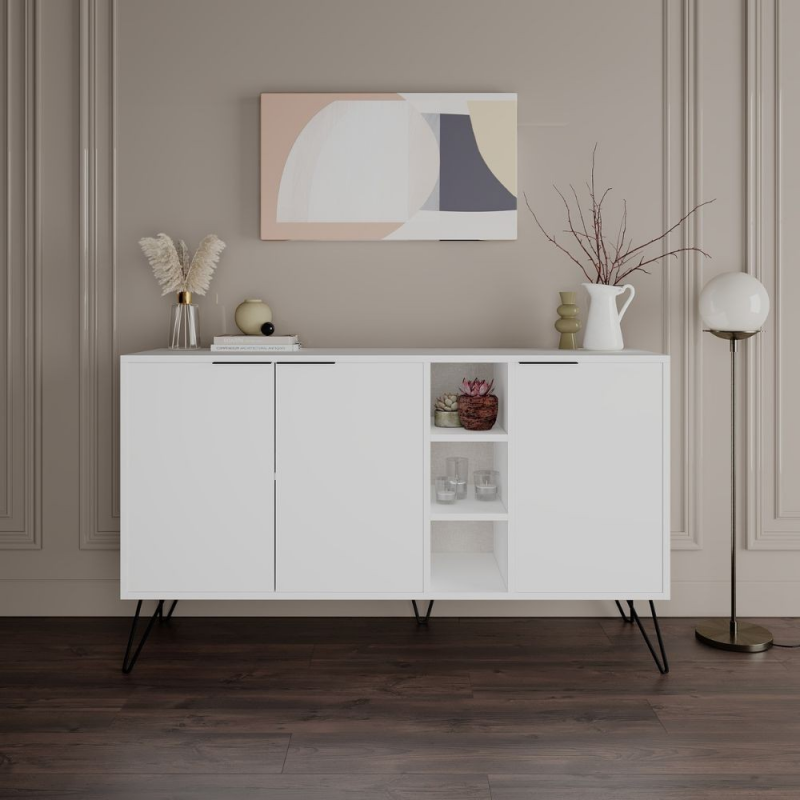 Madia Clara bianco 3 ante 142x35,5x83h moderna e capiente