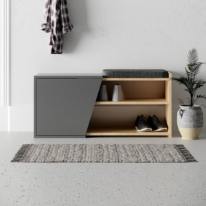 Panca scarpiera Fiona rovere e antracite con cuscino