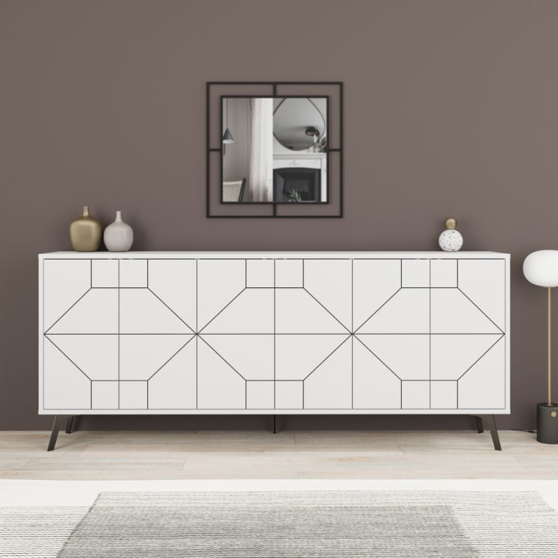 Madia 6 ante Dune 183 cm colore bianco moderna e capiente