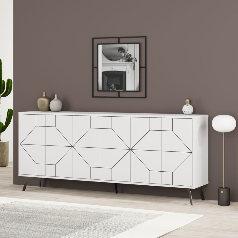 Madia 6 ante Dune 183 cm colore bianco moderna e capiente