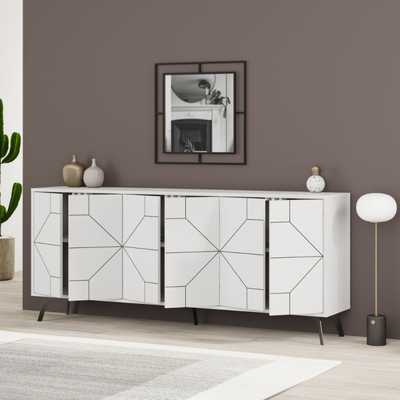 Madia 6 ante Dune 183 cm colore bianco moderna e capiente