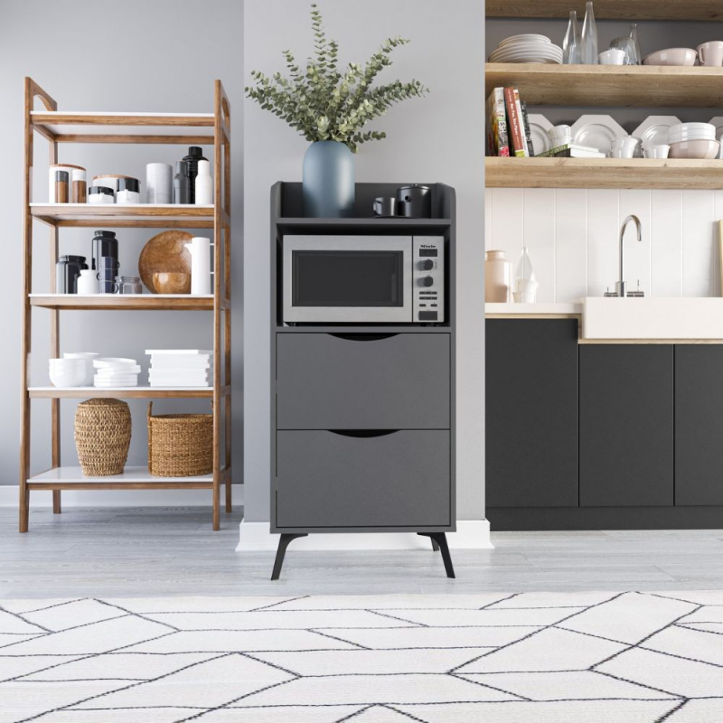 Mobile multiuso Gorki antracite con cassetti e ripiano pratico