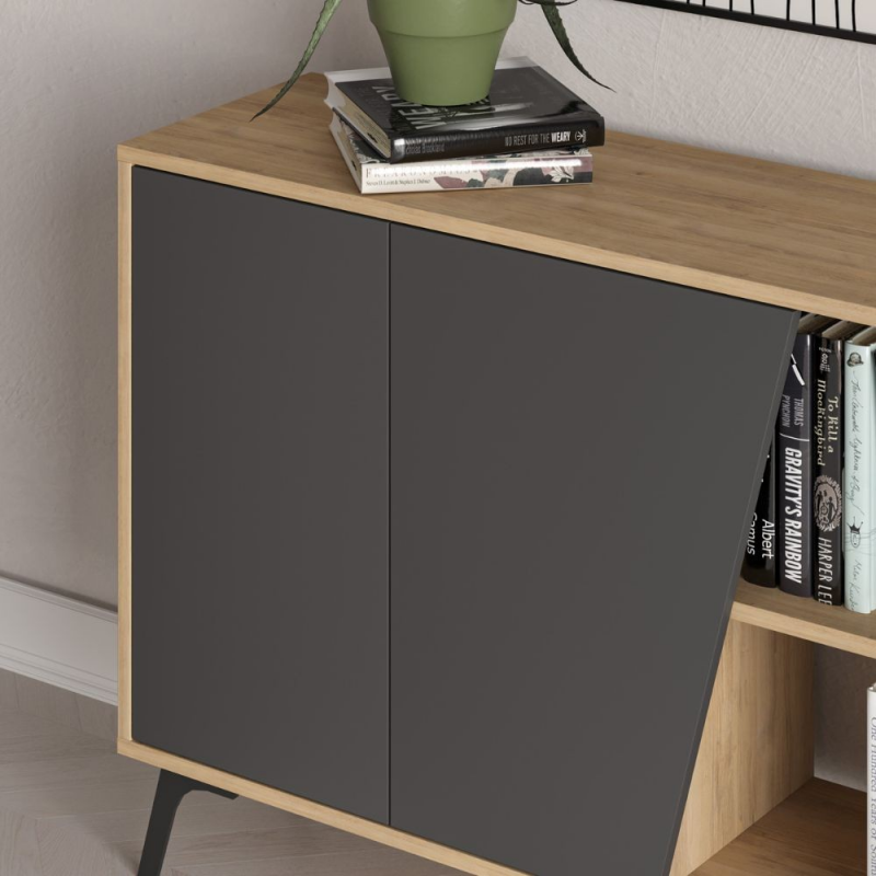 Madia Fiona 180 cm con 2 ante rovere e due antracite moderna