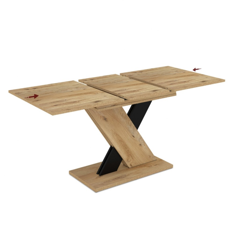 Tavolo allungabile Axi in rovere con dettaglio nero