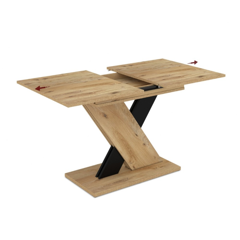 Tavolo allungabile Axi in rovere con dettaglio nero