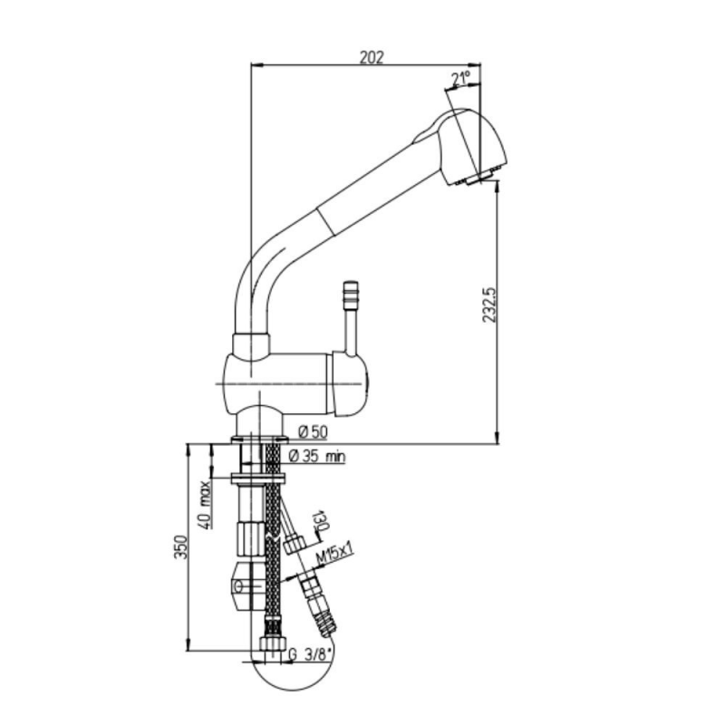 Miscelatore monoforo lavello doccia estraibile Paini 64CN566