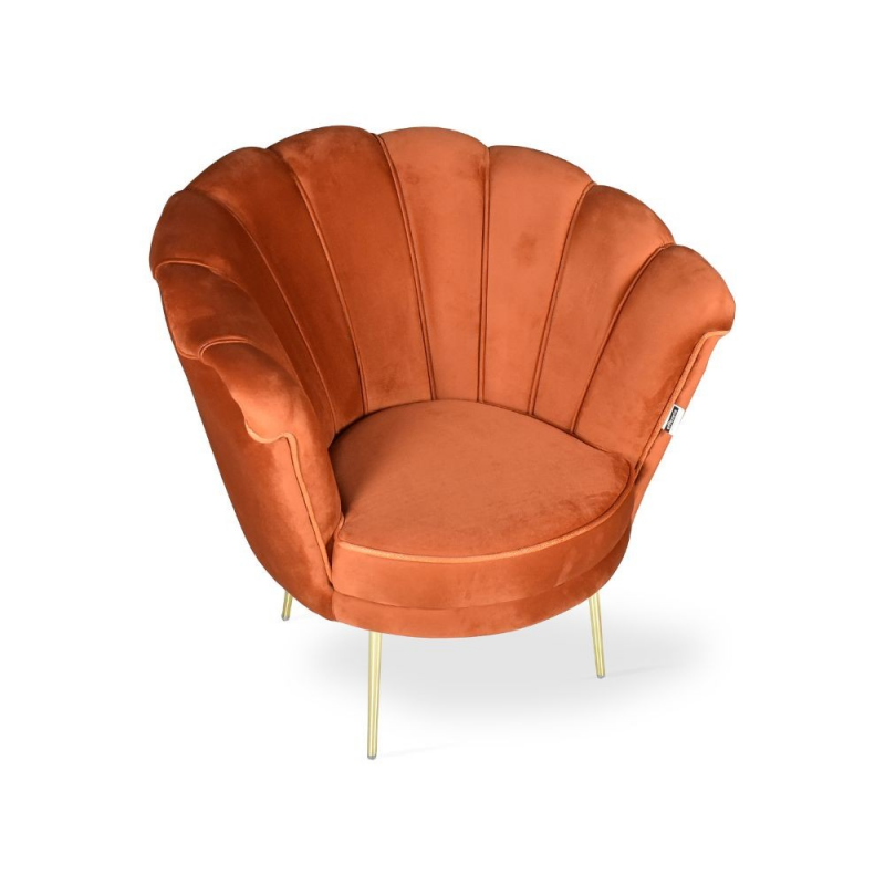Poltrona Orel velluto ruggine Babyface 09 piedini oro elegante