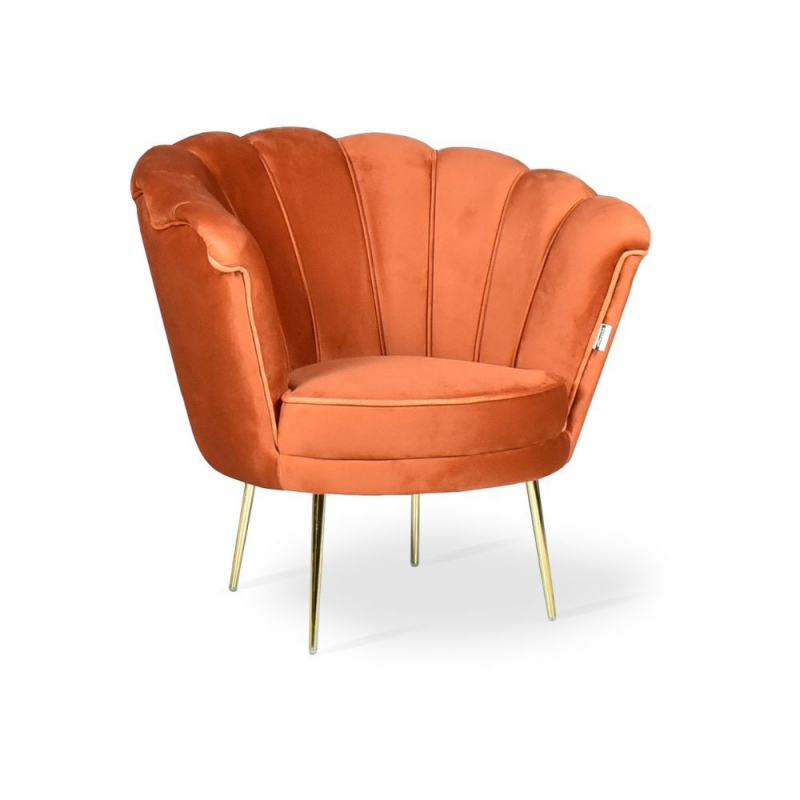 Poltrona Orel velluto ruggine Babyface 09 piedini oro elegante