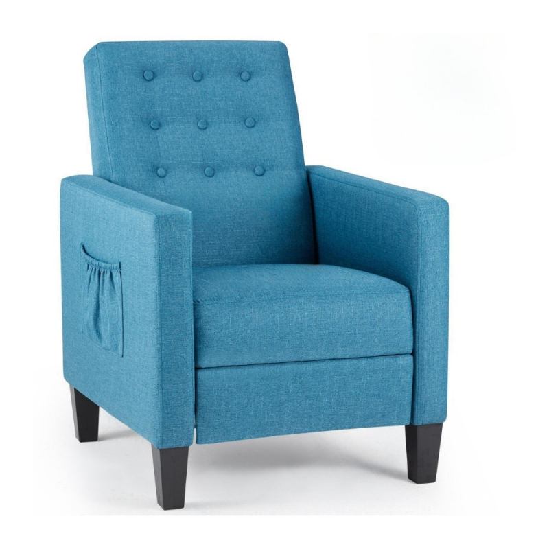 Poltrona Malea recliner massaggiante tessuto blu 4 punti relax