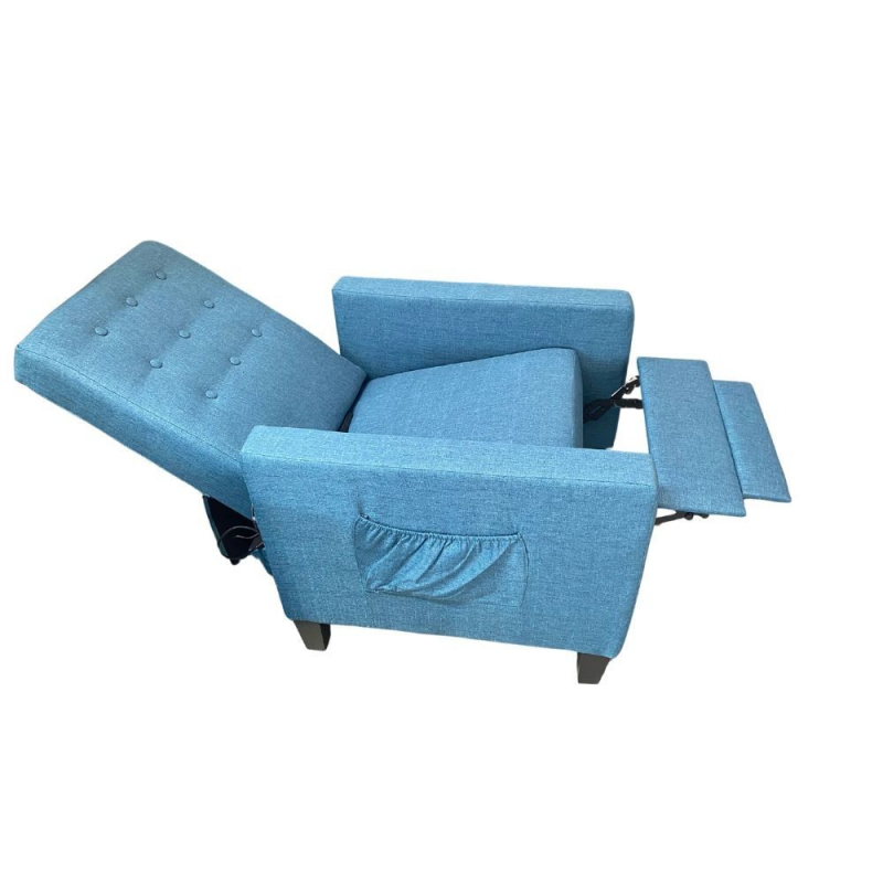 Poltrona Malea recliner massaggiante tessuto blu 4 punti relax