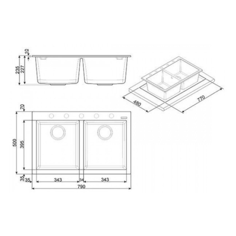 Lavello Smeg VZ3434P panna 79x50 cm 2 vasche pratico e raffinato