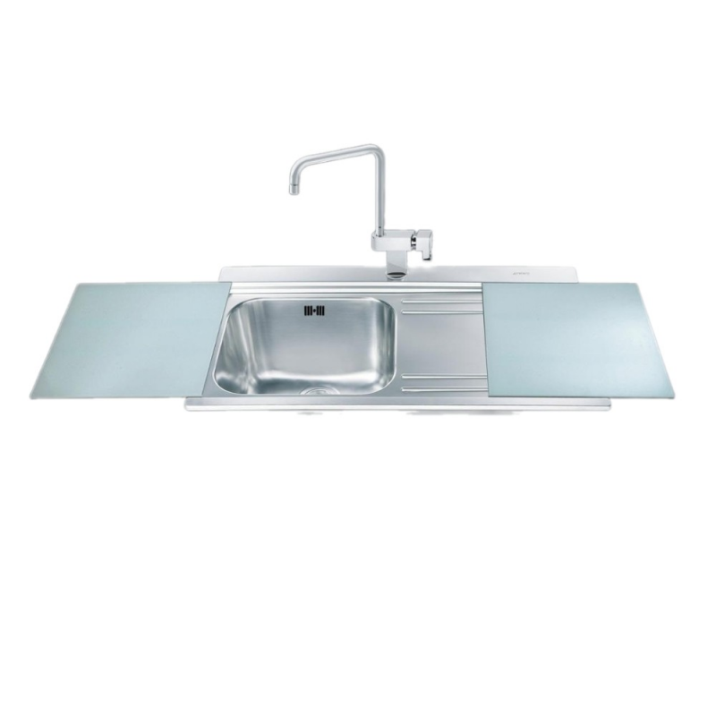 Lavello Smeg LI91SGD 90x50 1 vasca gocciolatoio destro vetri silver