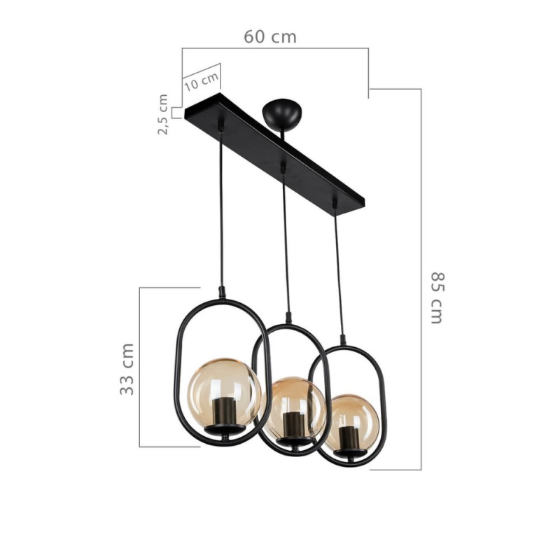 Lampada da soffitto Narissa ASZ1332 metallo nero 3 portalampada