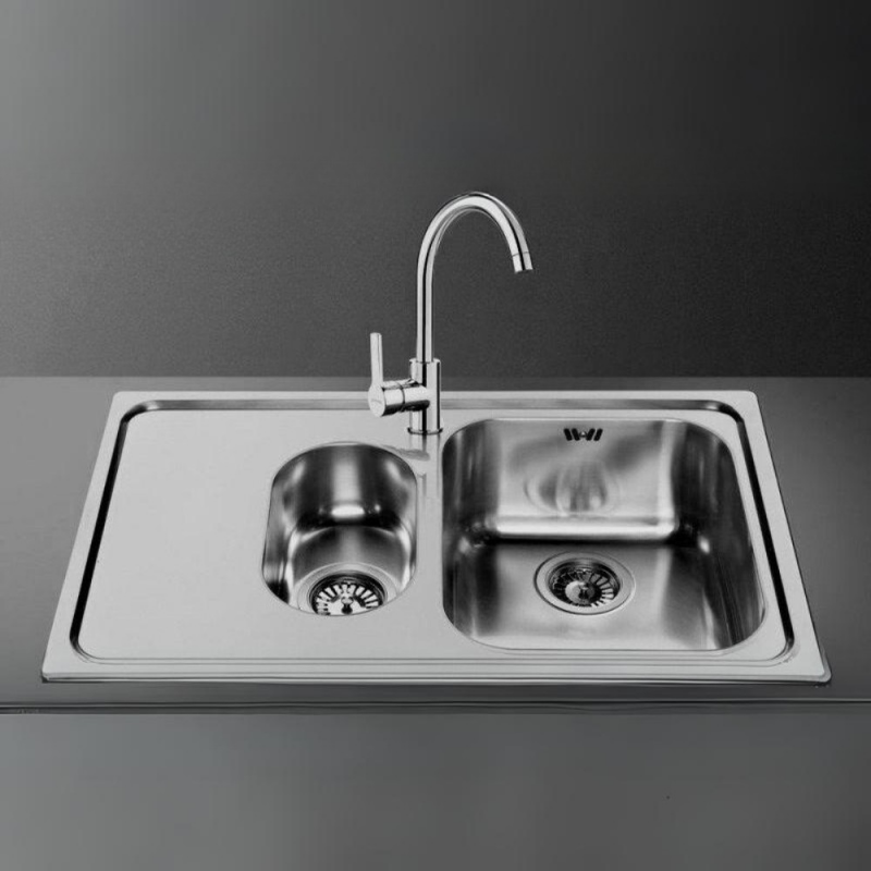 Lavello Smeg SP7915SN 79x50 cm 1 1/2 vasca gocciolatoio nero inox