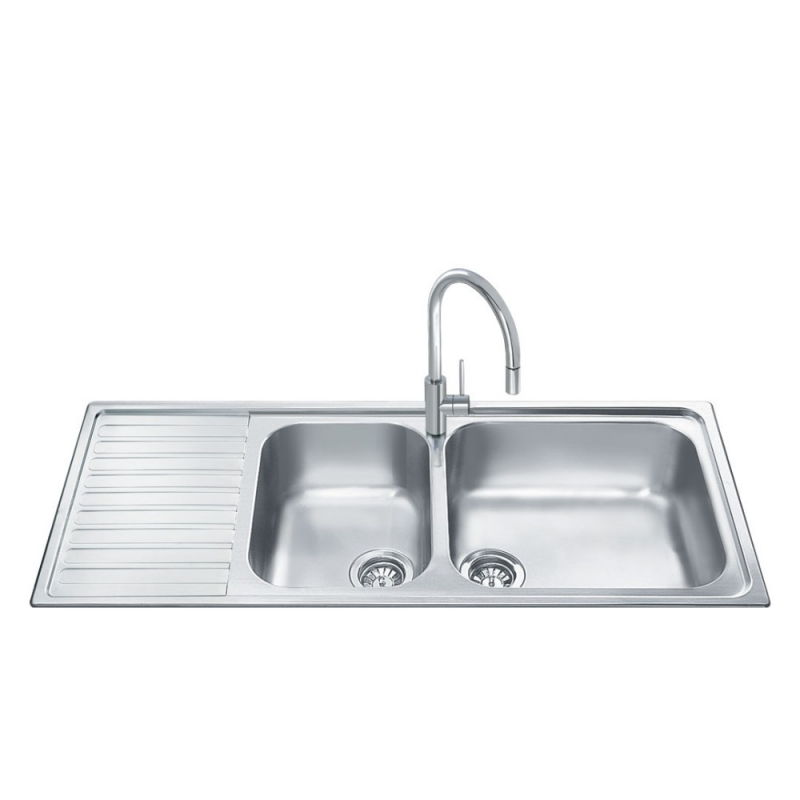 Lavello Smeg LGM116S inox 2 vasche gocciolatoio sinistro 116x50