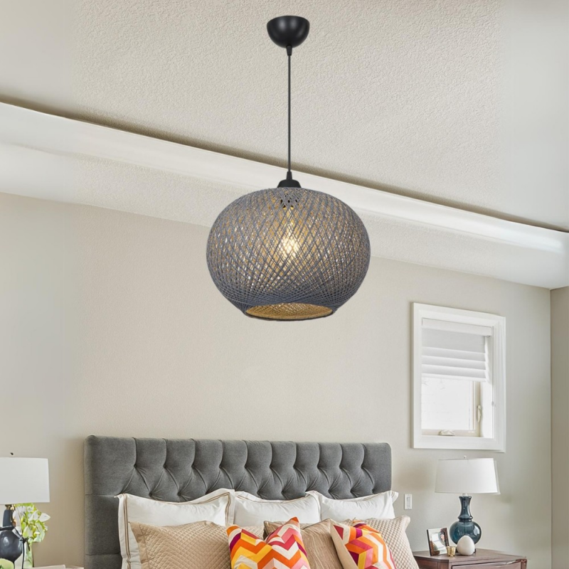Lampada da soffitto Yumak MDL4745 paralume corda antracite design