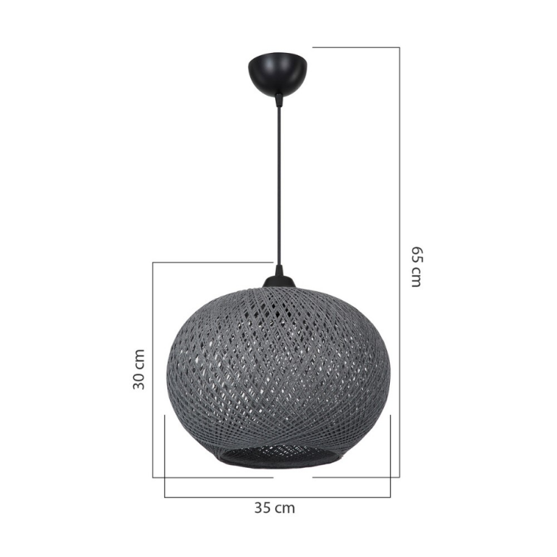 Lampada da soffitto Yumak MDL4745 paralume corda antracite design