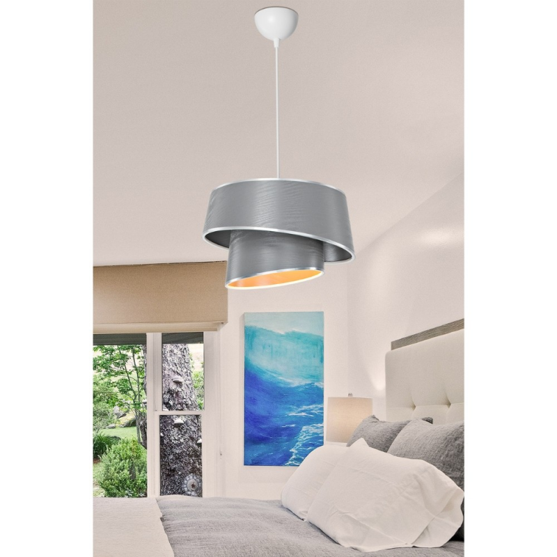 Lampada da soffitto Lima MDL5132 paralume tessuto grigio moderna