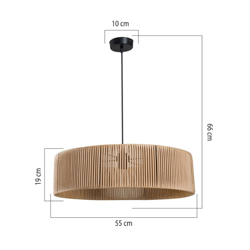 Lampada da soffitto Roya ASZ1747 carta intrecciata effetto bamboo