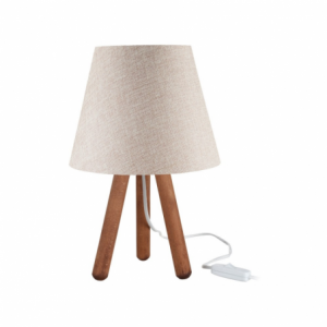 Lampada da tavolo Pino ASZ1452 noce e paralume beige design